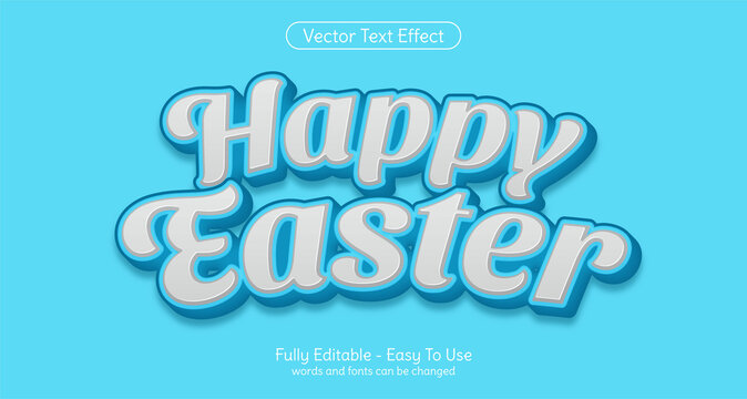 Three dimension text Happy Easter, editable style effect template