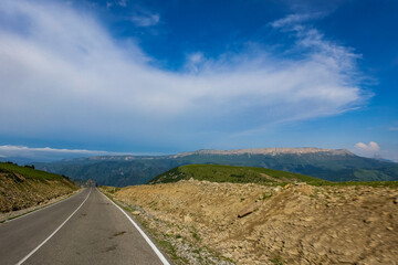 The high-mountain road to the tract of Jily-Su. Caucasus. Kabardino-Balkaria. Russia.