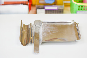 Pill counting tray in a pharmacy