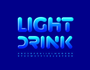 Vector creative sign Light Drink with gradient Blue Font. Abstract trendy Alphabet Letters and Numbers set