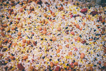 Abstract background. Rice, peanuts, beans, seeds.