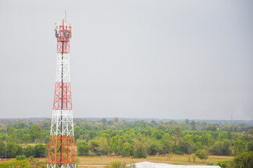 Telecommunication towers and transmission lines for local signal and internet.