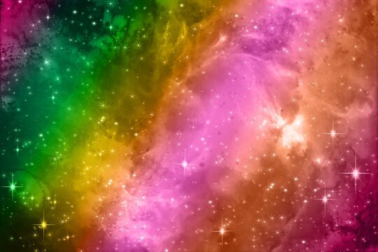 Magenta, Green, Galaxy Space Background