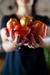 girlo holding tomatoes