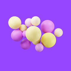3d illustration of abstract creative concept with purple and yellow ball