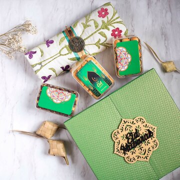 Lebaran Hampers Kue Kering for Family and Friend to Celebrate Ied Al Fitr for Mosleem. Top View