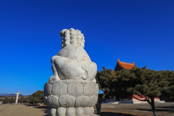 Obraz premium Rock lions are carved in the eastern tombs of the Qing Dynasty, China
