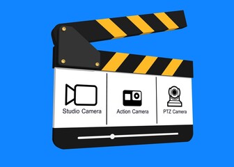 Video slate  for Digital Camera and Live streaming. 3D clapper-slate with inscriptions. Slate-clapper Digital sign.(3D model)	