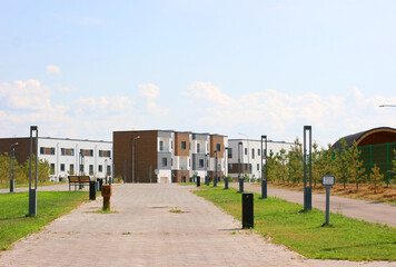 Innopolis, Russia - June 11, 2018: Modern building in It-village in Kazan district. Innopolis city in Republic of Tatarstan. Residential buildings in Innopolis.