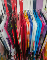 gift multicolored paper laminated bags with plastic handles