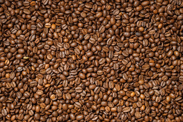 Background from fresh roasted aromatic coffee beans.