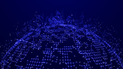 Abstract sphere. Network of dots and lines. Abstract digital background. 3d rendering