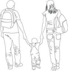 Image of a young family walking with a child