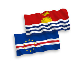 Obraz premium Flags of Republic of Cabo Verde and Republic of Kiribati on a white background