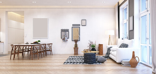 Modern living interior.