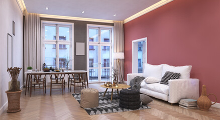 Modern living interior.