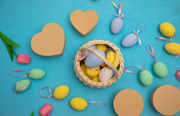 easter eggs in a basket
