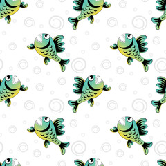 predatory evil piranha fish. Fabulous underwater world. Styling, cartoon style. Design element