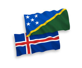 Flags of Solomon Islands and Iceland on a white background