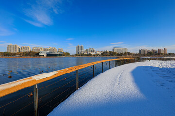 Beautiful snow scenery in a park, North China