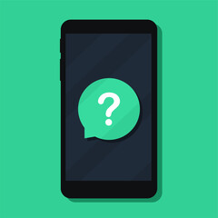 Mobile phone with question icon. Vector illustration