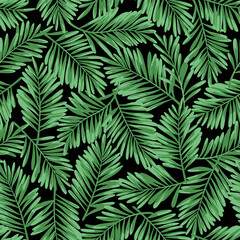 Seamless pattern of beautiful tropical plants,
