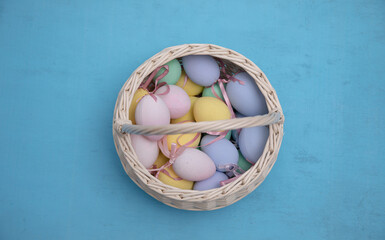 easter eggs in a basket