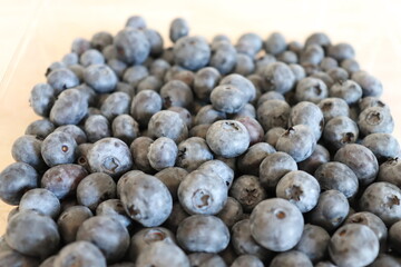 Fresh Blueberry background. Texture blueberry close up. Fresh summer berries. Top view. High quality photo