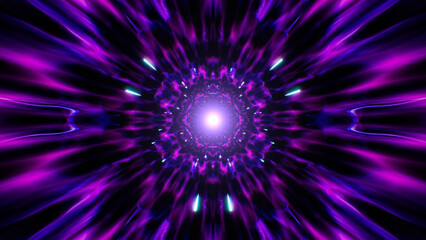 Symmetrical Glowing Neon Dimension Light Burst in the Space