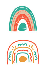 Rainbows set. Stilboho. Decor, elements for design. Rainbows on a white background. Simple, modern style. Vector graphics, isolated.