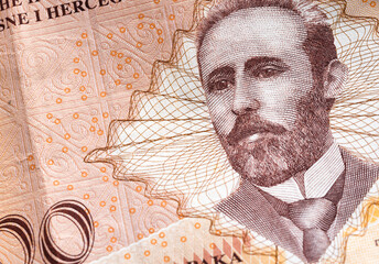 100 bosnian convertible mark paper money Macro photo