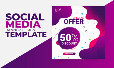 Naklejka premium Modern promotion square social media banner design template . Promotional web banner for social media.