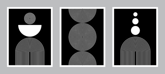 Black and white Modern Poster Art. Abstract Wall Art. Digital Interior Decoration Art for print.