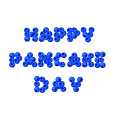 Inscription from blueberries, happy pancake day. Vector illustration, flat cartoon design, isolated on white background, eps 10.