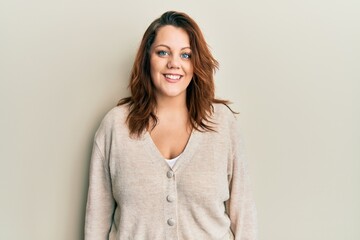 Fototapeta premium Young caucasian woman wearing casual clothes with a happy and cool smile on face. lucky person.