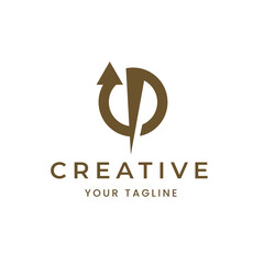 Up arrow logo on word, vector up arrow. U Letter Logo Template Illustration Design