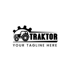 Agricultural tractor logo design sign or symbol of agricultural industry company. vector illustration