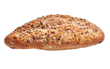  SIngle cereal wholemeal bread over white isolated background