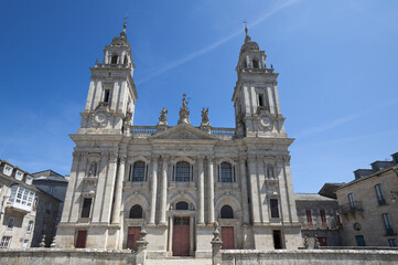 Fototapeta na wymiar Exterior facade of the Cathedral of Lugo in Galicia Spain