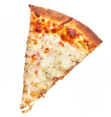 Slice of italian 4 cheese pizza over white isolated background