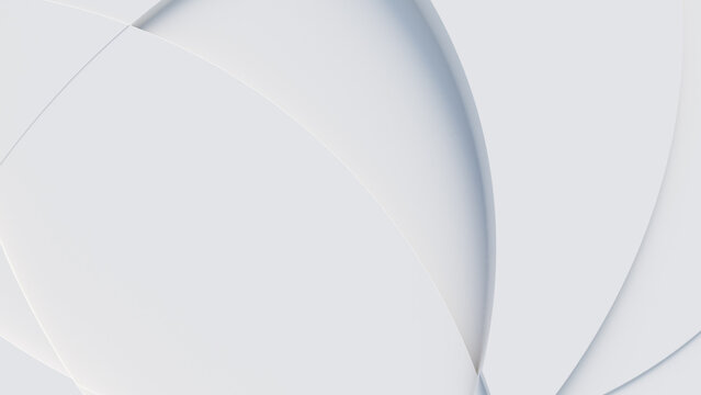 White, Tech Background with a Geometric 3D Structure. Clean, Minimal design with Simple Futuristic Forms. 3D Render.