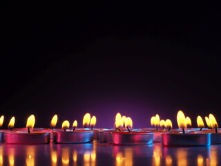 burning candles festive in the form of hearts