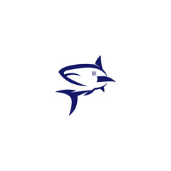 Shark logo design inspiration with dark blue. 