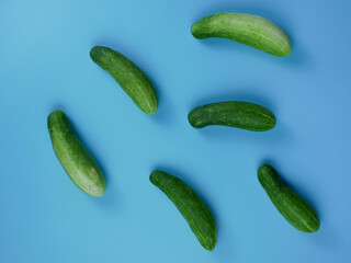 cucumber on blue background