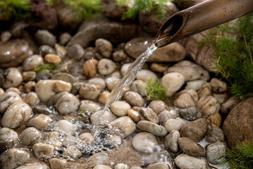 water rinse from bamboo down to canal