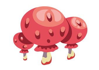 Fantastic magic mushroom. Flat. Decorative nature element. Isolated on a white background. Vector illustration
