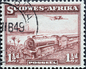 South West Africa - circa 1936: a postage stamp from South West Africa, now Namibia shows a...