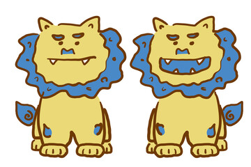 手描きの沖縄のシーサー　イラスト素材