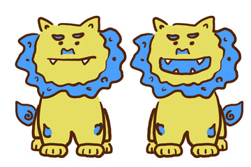 手描きの沖縄のシーサー　イラスト素材