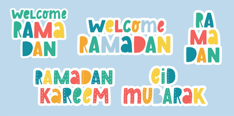 Set of Ramadan quotes for cards, posters, prints, stickers, invitations, etc. EPS 10
